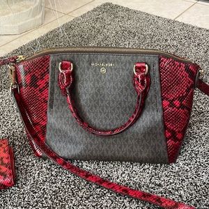 Michael Kors red/ black snake skin